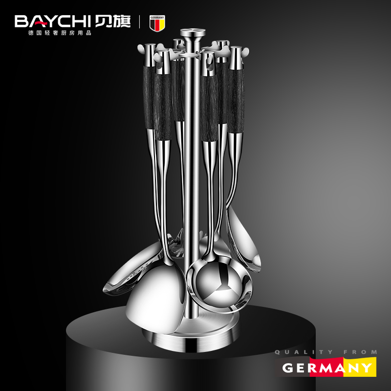 316不锈钢木柄锅铲汤勺炒菜漏勺铁铲子家用炒勺不粘锅厨具铲套装