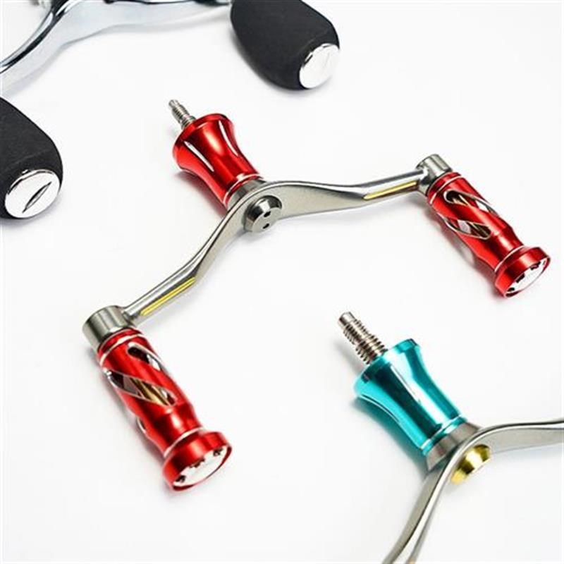 渔轮双头摇把通用手柄纺车轮平衡杆鱼线轮摇臂改装全金属配件渔具