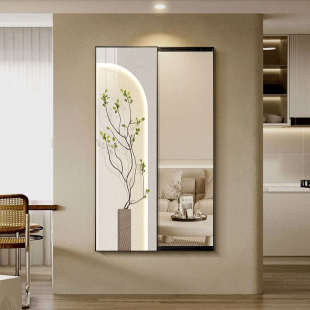 网形挂壁红走廊过道装 镜 全身饰可画穿衣H隐推拉玄关画入户隐藏式