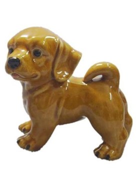 陶瓷黄狗生肖狗摆件中式玄关家居工艺品白金艺术装饰品落地简约