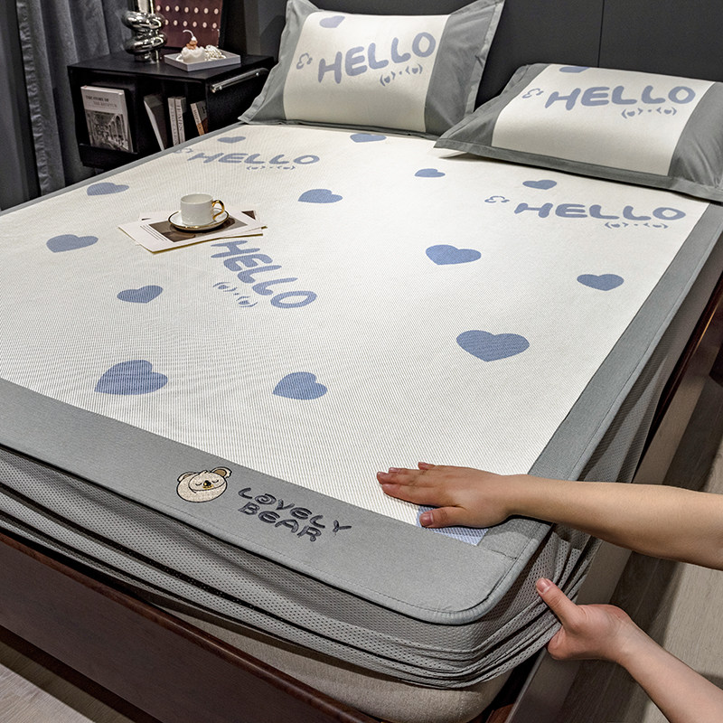 夏季冰丝凉席床笠款三件套床单床罩单件床垫保护罩空调席子可水洗,床上用品,冰丝席,淘宝优惠券,粉丝福利购,淘宝优惠卷