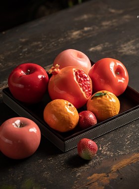 夫己纯手工陶瓷硕果累累系列水果摆件客厅卧室餐厅玄关茶桌摆件