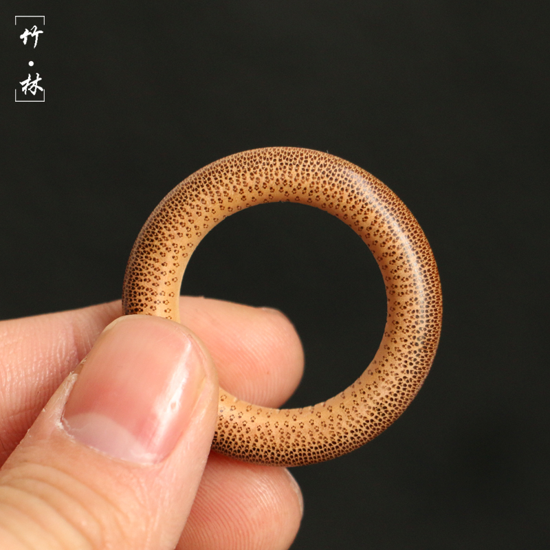 精品天然满花鱼籽纹老玉竹文玩竹圈配饰挂件车钥匙手机手指环竹环