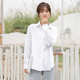 2021秋冬jk白色衬衫女宽松职业纯棉正装衬衣长袖工装小众休闲上衣