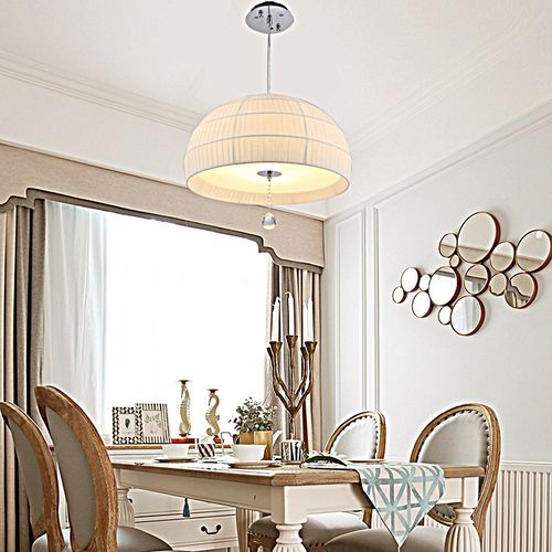 美式简约餐厅吊灯布艺温馨卧室儿童房北欧创意田园鱼线餐桌水晶灯