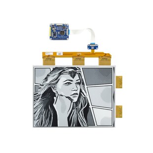 微雪 树莓派4代 13.3寸黑白电子纸屏 并口通信 电子墨水屏驱动板