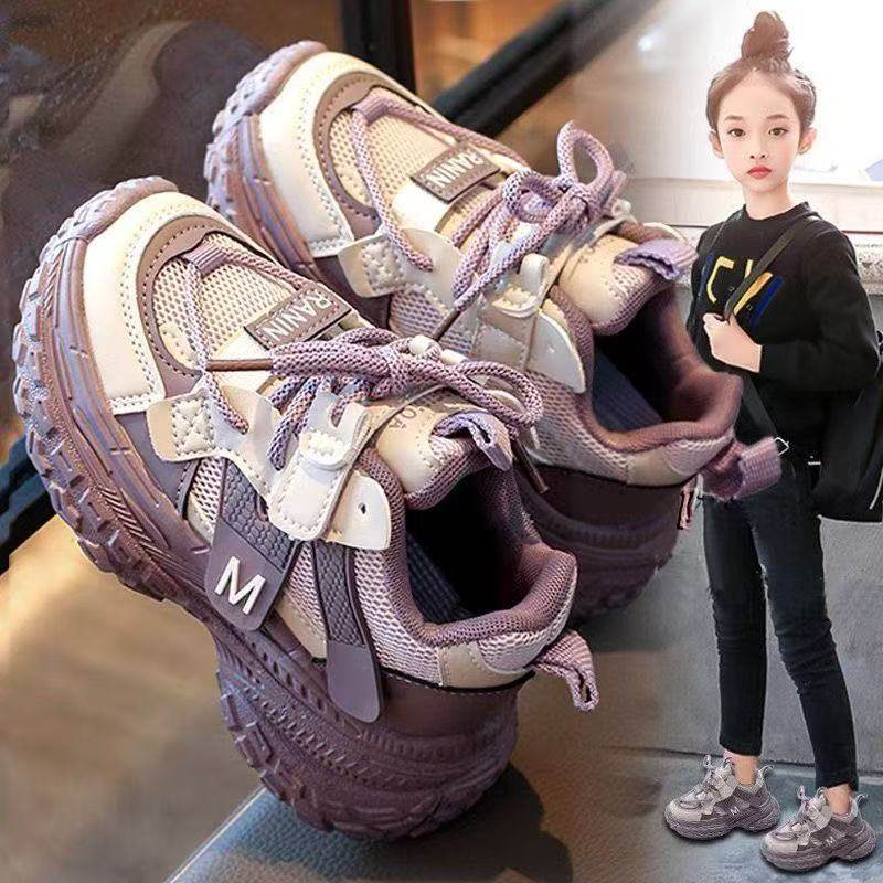 女童鞋子2025新款秋季软底儿童运动鞋女孩爆款老爹鞋网面透气轻便