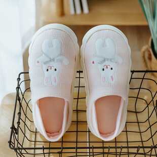 月子鞋春秋产后大码包跟厚底棉拖鞋女室内秋季可爱防滑软底居家鞋