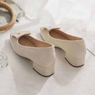 羊皮版~春e秋浅口晚晚风温柔鞋搭配裙子的鞋子平底法式绝美单鞋女