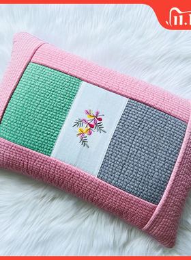 韩式纯棉砂洗韩三成人p3555单人多功能荞麦壳绣花枕头可拆洗