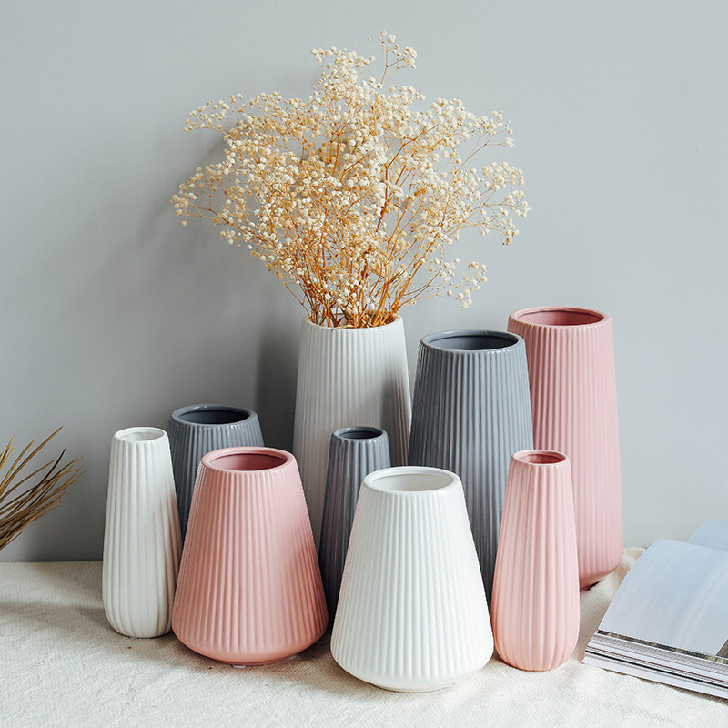 北欧莫兰迪陶瓷花瓶花器磨砂摆件客厅玄关电视柜粉色艺术简约装饰,家居饰品,花瓶,淘宝优惠券,粉丝福利购,淘宝优惠卷