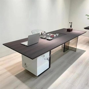 现代简约实木茶桌椅组合时尚新中式黑胡桃木茶台茶几亚克力泡茶桌