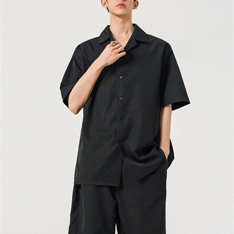 武夷白夏季瘦2025新男孩冰丝清凉休闲衬衫套装男衬衫短裤,男装,时尚套装,淘宝优惠券,粉丝福利购,淘宝优惠卷