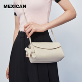 稻草人包包时尚 牛皮百搭小方包单肩包简约真皮小众通勤斜挎包女包