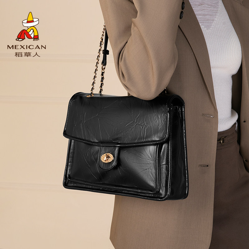 稻草人包包女新款斜挎包早秋链条小方包机车风质感单肩包通勤女包,箱包皮具/热销女包/男包,小方包,淘宝优惠券,粉丝福利购,淘宝优惠卷