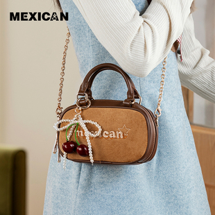 稻草人包包女秋冬新款 斜挎包可爱手提美拉德波士顿包百搭通勤女包