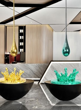 抽象水滴吊顶挂饰轻奢软装摆件售楼处酒店别墅展厅大型雕塑艺术品