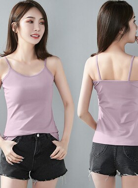 灰紫色纯棉吊带背心女春季内搭修身显瘦百搭无袖西装打底衫夏外穿