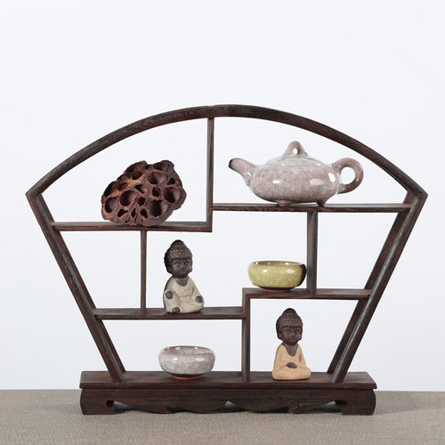 实木鸡翅木博古架中式古玩架客厅茶室书房小摆件工艺品展示装饰架