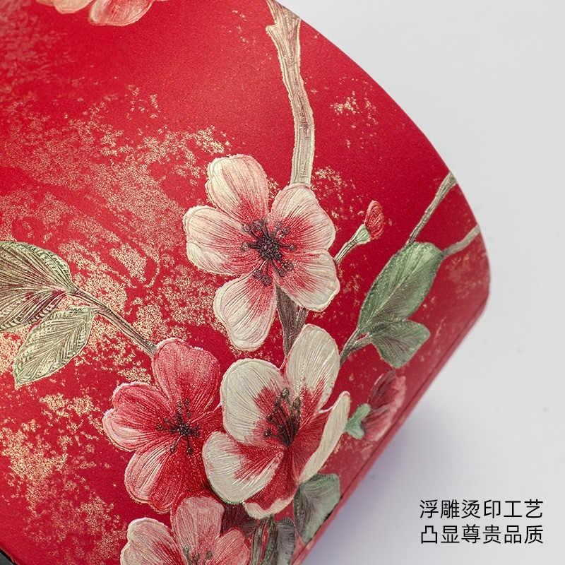 新中式红色抱抱桶桃缘鲜花插花包装盒复古花束年宵花桶锦绣繁花方图片
