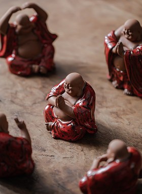 久造中式禅意弥勒佛摆件陶瓷招财大肚笑佛客厅办公室桌面装饰摆设