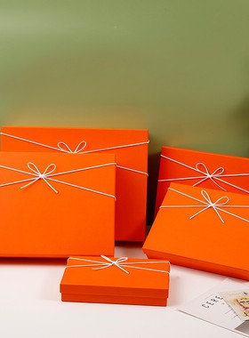 精美盒子简约包装盒围巾礼品盒小清新橙色礼物盒子中国风定制logo
