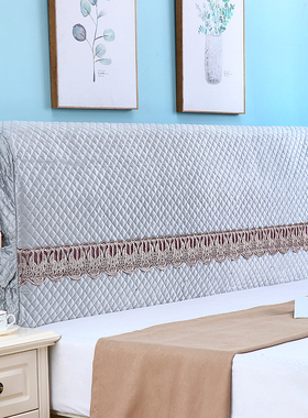 结婚红色绒布床头罩全包套夹棉加厚实木2米防尘罩皮软包罩1.8米