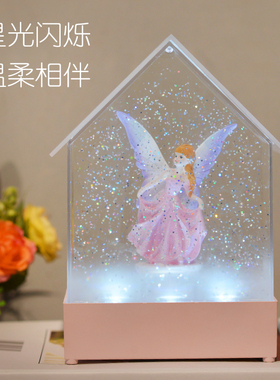 飘雪音乐水晶球音乐盒礼物酒吧服装店咖啡厅客厅房间氛围灯摆件