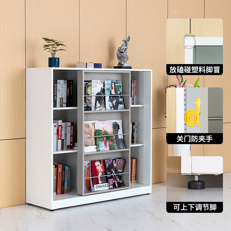 儿童书柜学生书架绘本架落地书柜带推拉门宝宝玩具收纳柜欧式柜子