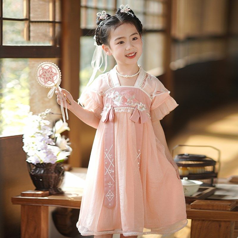汉服女童夏季粉色小仙女国风连衣裙可爱古装仙气儿童夏天薄款裙子,童装/婴儿装/亲子装,汉服,淘宝优惠券,粉丝福利购,淘宝优惠卷