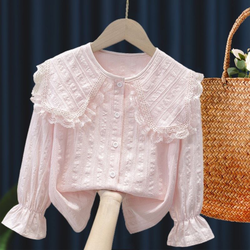 女童白衬衫春装纯棉2023儿童夏季衬衣长袖薄款外套春夏小女孩上衣,童装/婴儿装/亲子装,衬衫,淘宝优惠券,粉丝福利购,淘宝优惠卷