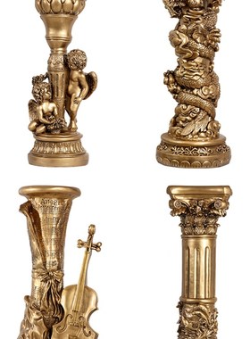 罗马柱摆件落地欧式客厅装饰大型奢华电视柜旁边摆设花架玄关