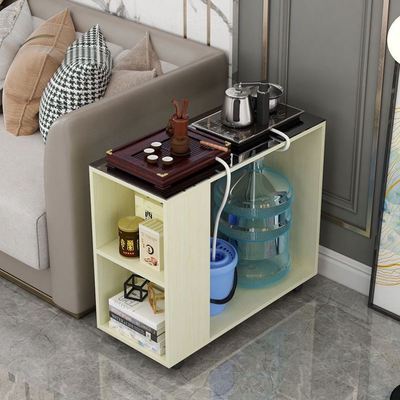 钢化玻璃沙发边几客厅角柜免漆移动茶桌小茶几带轮子烧水柜小茶台