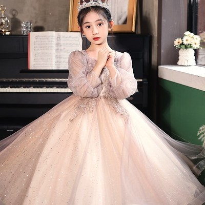 女童礼服轻奢小众高端公主裙生日花童主持人儿童钢琴演奏长袖秋冬