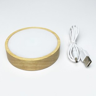 网红扩散板圆形实木发光底座 白光暖光渐变遥控LED小夜灯桌面摆件