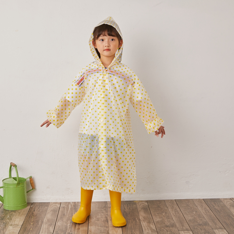 一次性雨衣儿童女加厚男童小学生透明便携可背包女童圆点小孩雨披