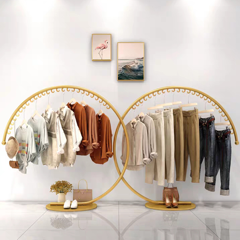 落地式货架服装店展示架童装女装男装中岛架圆形挂衣架衣服陈列架