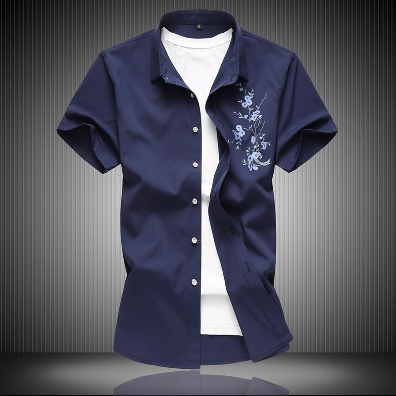 夏季男士商务职业短袖衬衫中青年加肥加大码外穿衬衣休闲百搭上衣