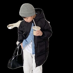 儿童中长款羽绒服女款冬季女童长款加绒外套秋冬男童轻薄冬装棉衣