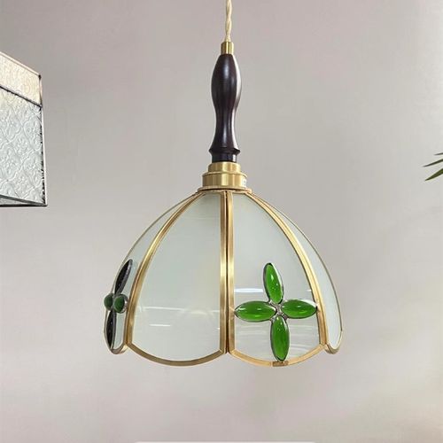 复古黄铜纯手工焊锡灯美式风格床头过道餐厅咖啡厅彩色玻璃小吊灯