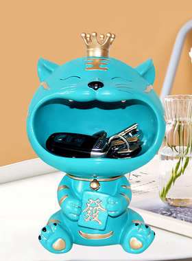 老虎玄关钥匙收纳摆件创意入户桌面收纳盒轻奢客厅高端乔迁礼物