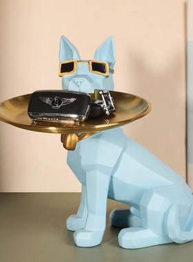 轻奢狗狗钥匙收纳托盘摆件家居客厅入户玄关装饰品小摆设乔迁礼物