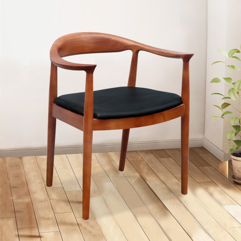 北欧实木肯尼迪总统椅家用茶室扶手靠背餐椅书房办公书桌绳编椅子