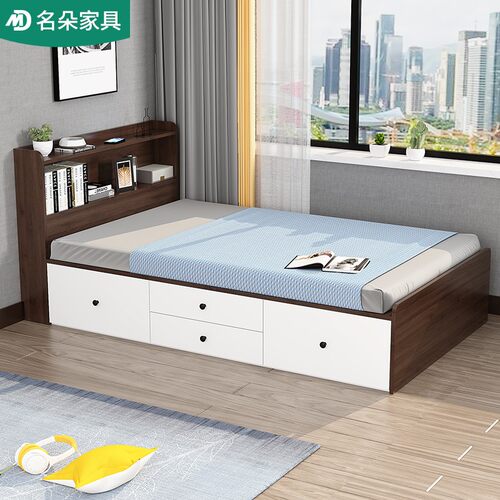主卧室抽屉气压高箱储物收纳床大容量榻榻米板式床加宽小户型M1