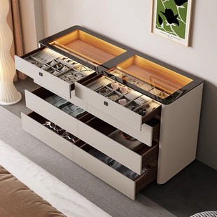 轻奢卧室收纳柜斗柜现代简约家用储物柜衣帽间首饰珠宝展示柜 意式