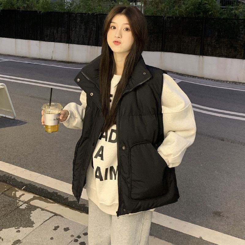 羽绒棉服背心马甲女大码冬季2025新款时尚马夹外穿秋冬女款白纯色