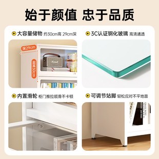 钢制书柜带门玻璃书架落地防尘铁皮手办展示柜家用储物柜收纳柜子