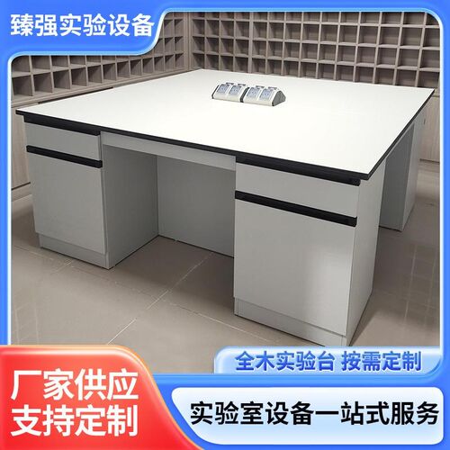 钢木实验台全木工作台厂家供应实验室操作试验台带W插座通风柜台