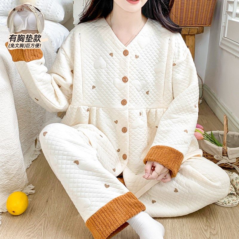 【7A抑菌】睡衣女秋冬带胸垫孕妇哺乳产后月子服空气棉纯棉保暖,孕妇装/孕产妇用品/营养,家居服套装,淘宝优惠券,粉丝福利购,淘宝优惠卷