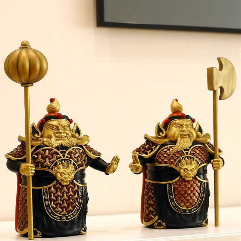 新中式摆件哼哈二将门神乔迁新居新房门门厅柜玄关办公室装饰品摆图片